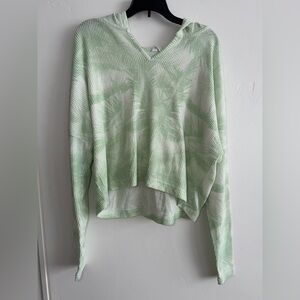Roxy Sage Green Knit Hoodie Cropped Surf Coastal XS